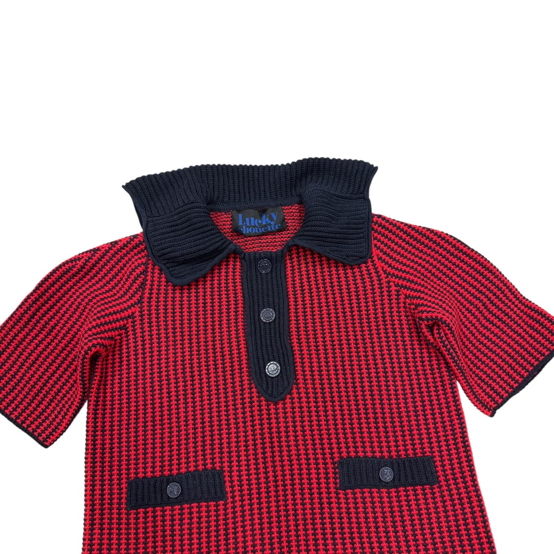 럭키슈에뜨 카라 니트 원피스 레드 상품이미지2