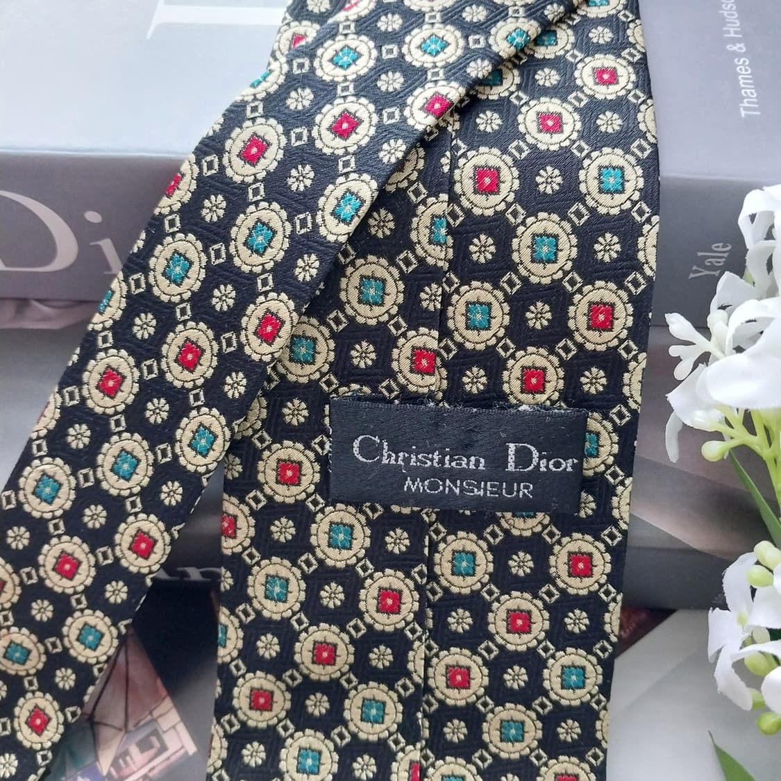 크리스찬 디올 실크 네이비 패턴 넥타이 9.3cm A등급 K1572
 상품이미지6