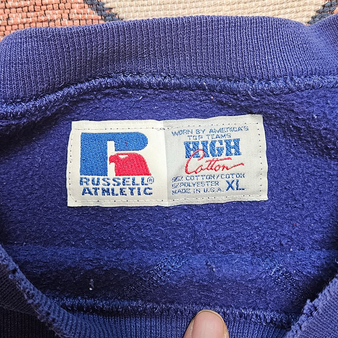 90s 러셀 레터링 하이코튼 스웻 / USA 상품이미지4