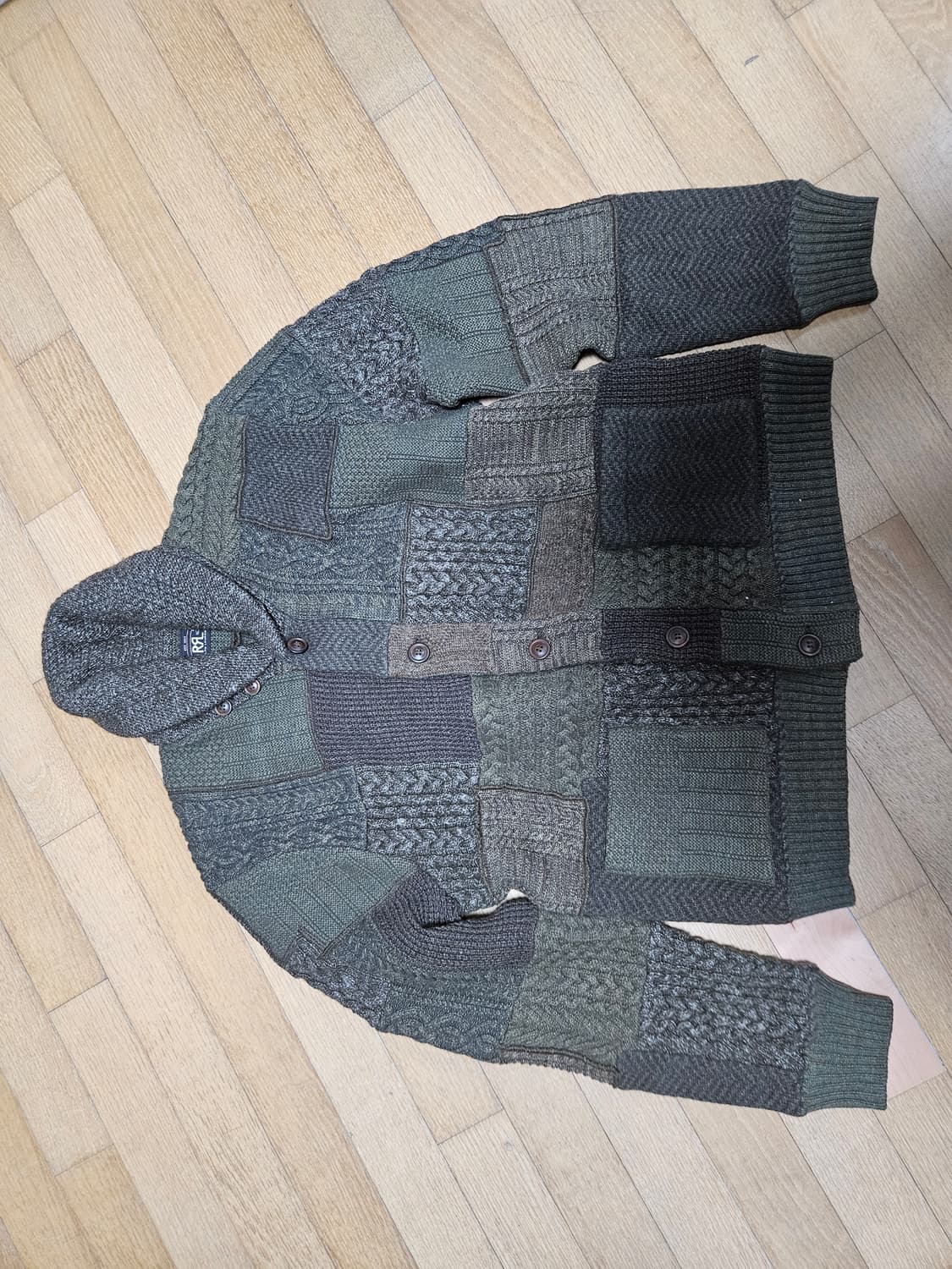 rrl 패치워크 울 블렌드 숄 카디건 L 상품이미지1