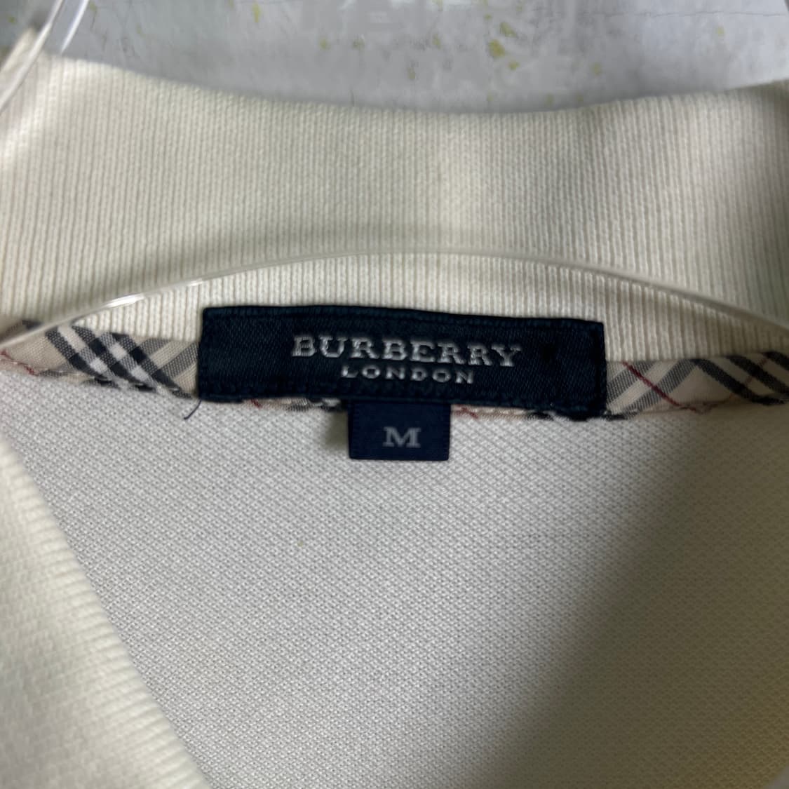 버버리 빈티지 크림 노바 체크 반팔 폴로 셔츠 M 상품이미지3