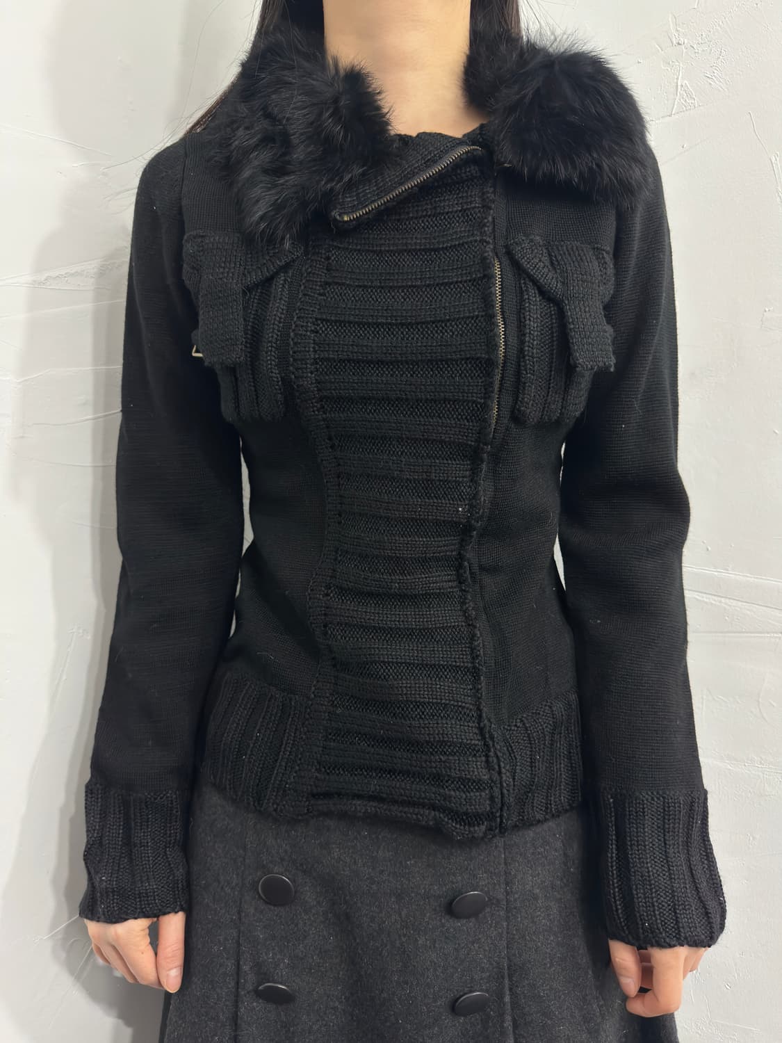 fur detail pocket knit zipup 상품이미지2