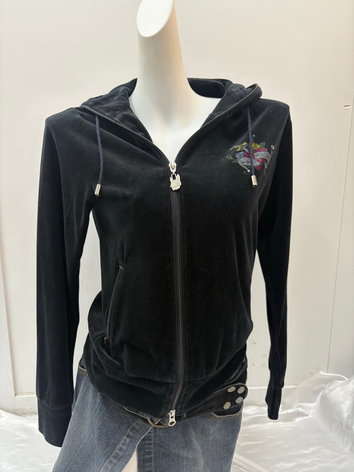 Y2K 벨벳 투웨이 집업 상품이미지2