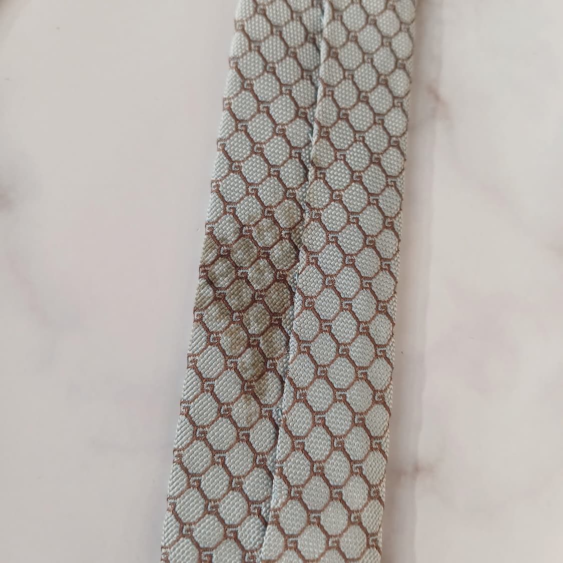 구찌 실크 실버&베이지 G로고 패턴 넥타이 9.4cm B등급 A19055 상품이미지8