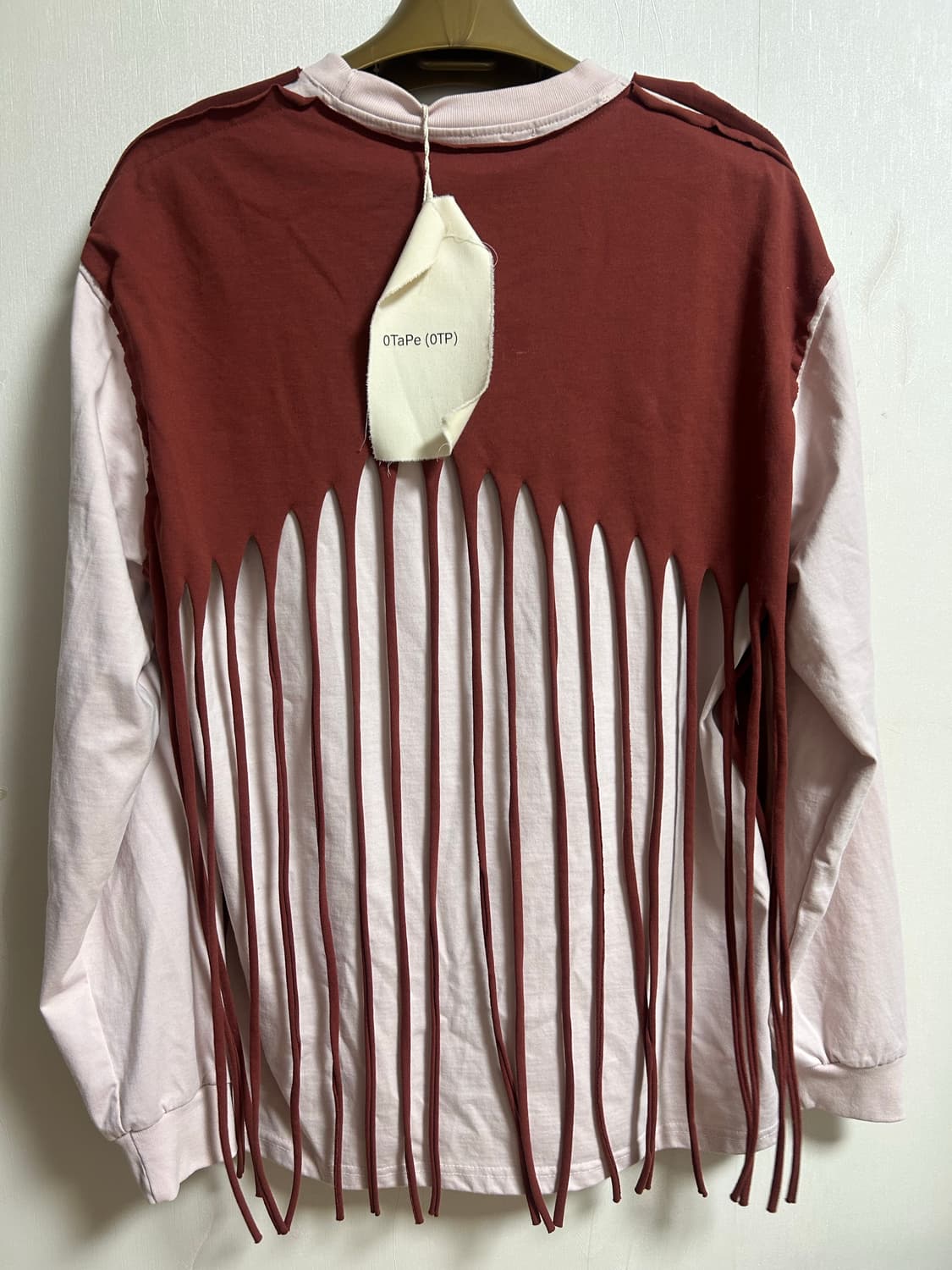 0tape BACK FRINGE TEE ANTIQUE ROSE 새상품 상품이미지2