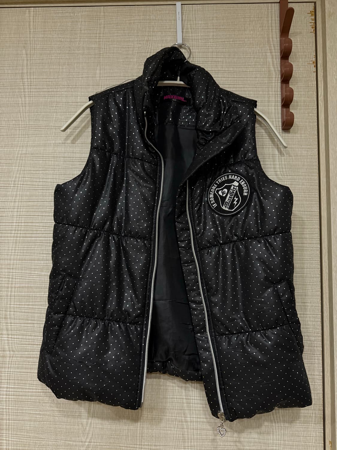 일본 빈티지 도트 패딩 조끼 상품이미지3