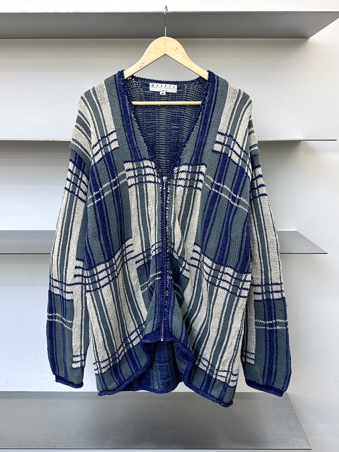 Assets London 플레이드 체크 리넨 집업 가디건 상품이미지1