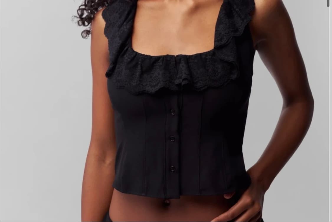 다니엘 귀조 블랙 레이스 나시 블라우스 탑 상품이미지3