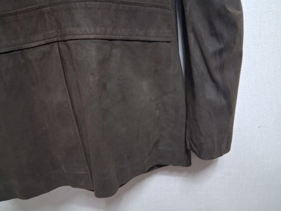 일본빈티지수입 유니클로 남성 스웨이드쟈켓 짙은카키 표기 L슬림100 98 상품이미지7