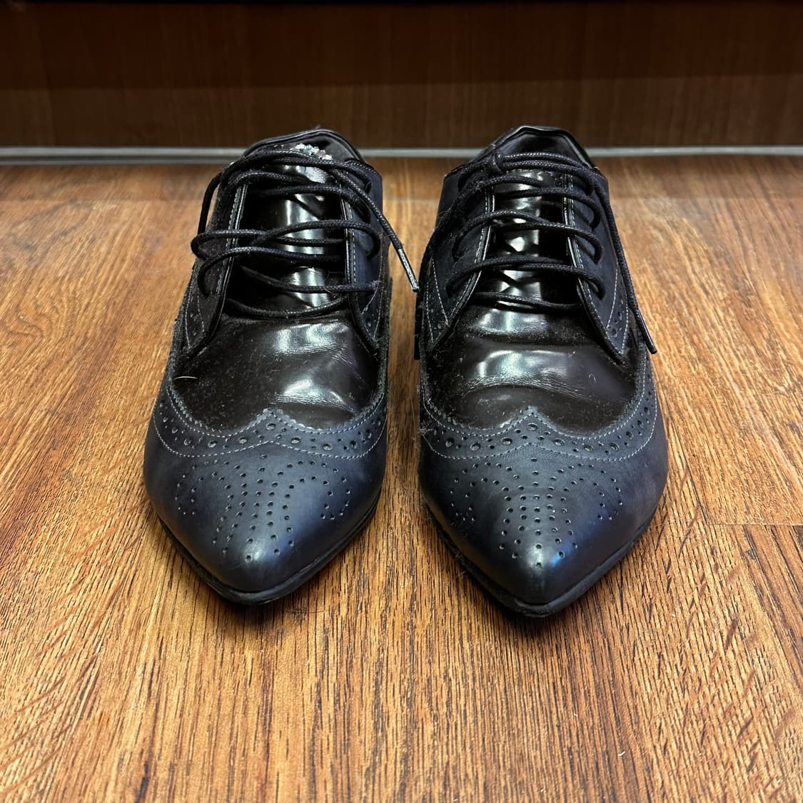 Black Wingtip Brogue Lace up Shoes 상품이미지4