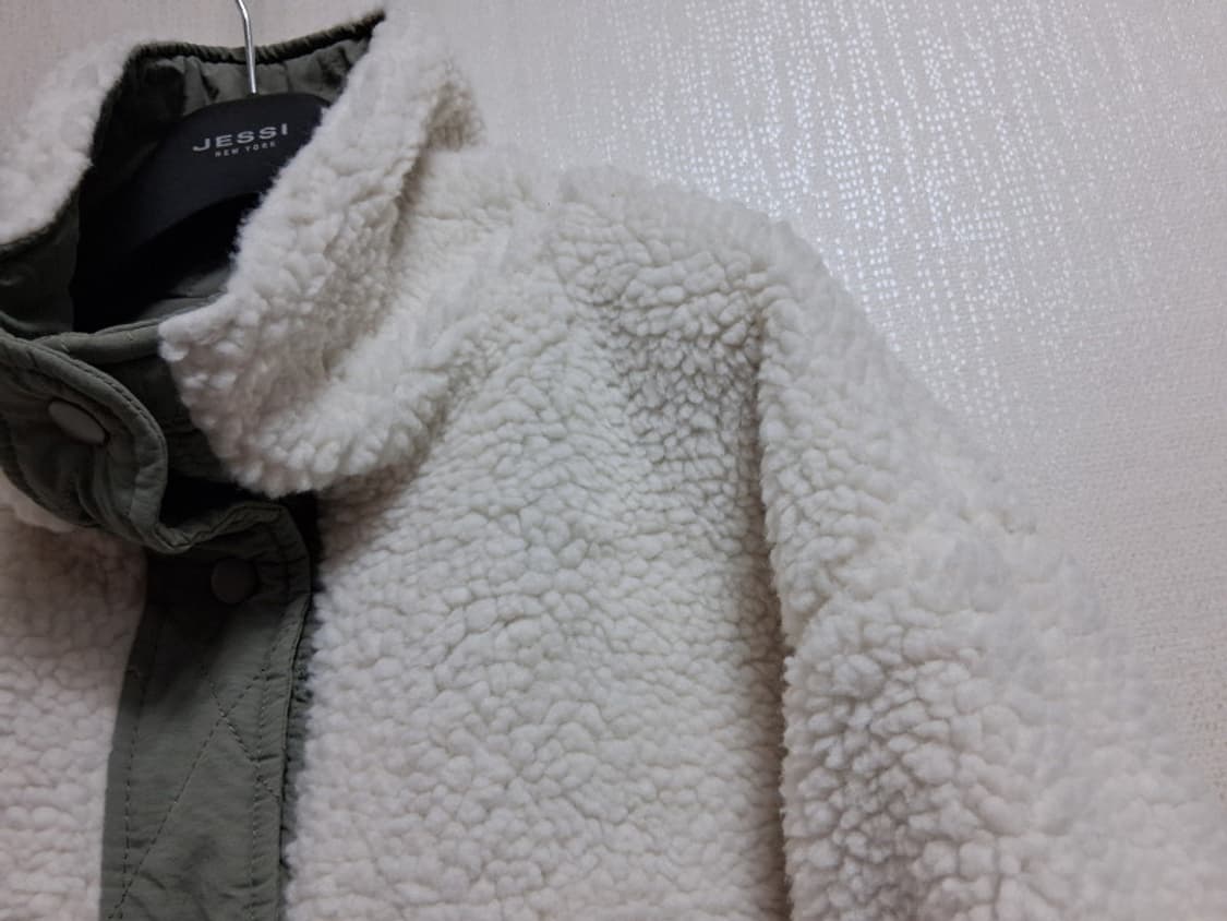 일본빈티지 GRL 화이트뽀글이 카키누빔 뽀글이 양면쟈켓 오버 핏 88크기 상품이미지4