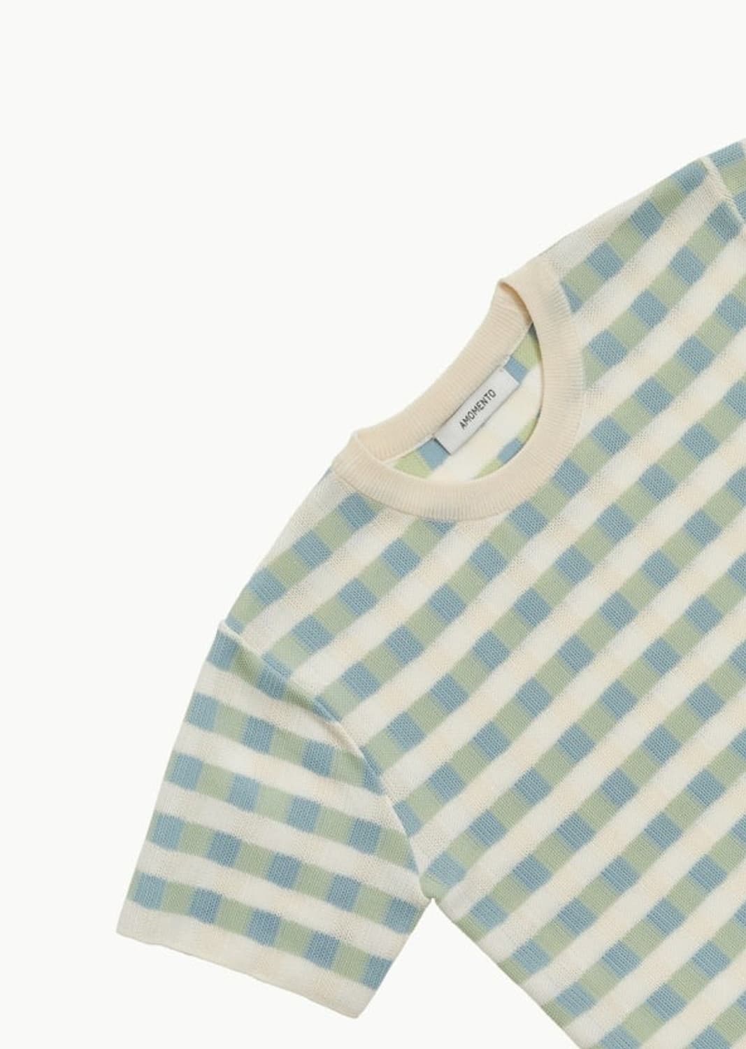 아모멘토 체크니트 반팔 상품이미지2