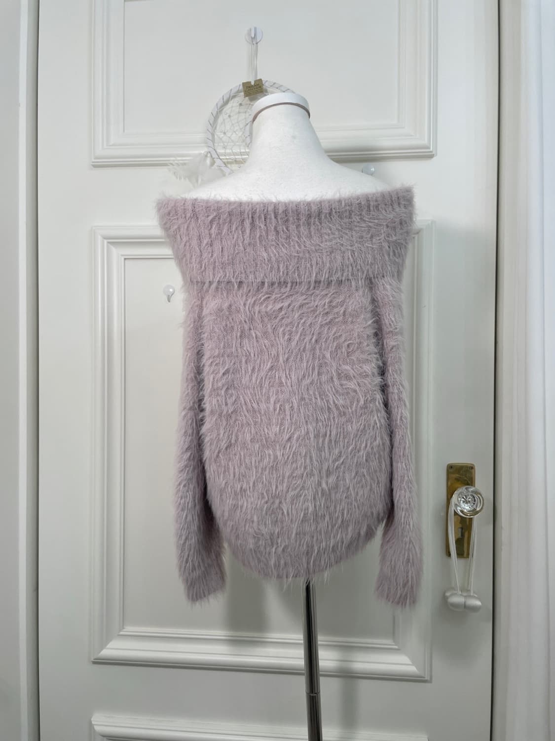 lavender shaggy off-shoulder basic sweat 상품이미지3