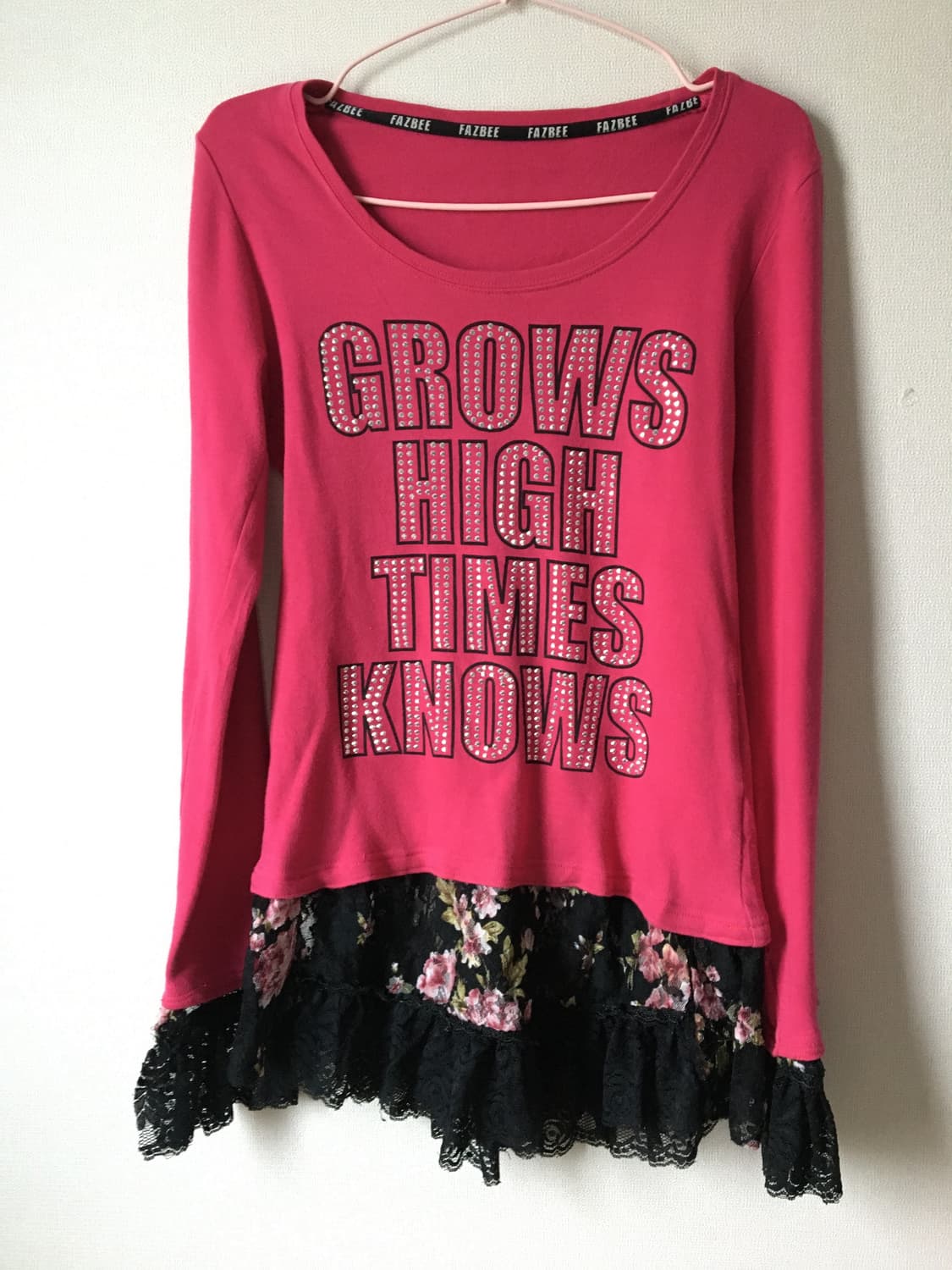 빈티지 핑크 갸루 레이스 탑 상품이미지1