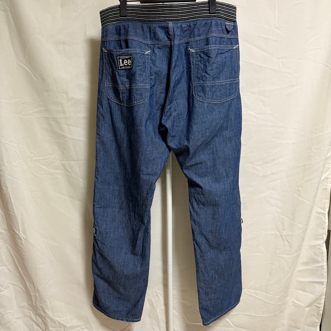 리 유니온 메이드 시보리 립 밴딩 샴브레이 퍼티그팬츠 / 블루, 34 상품이미지6