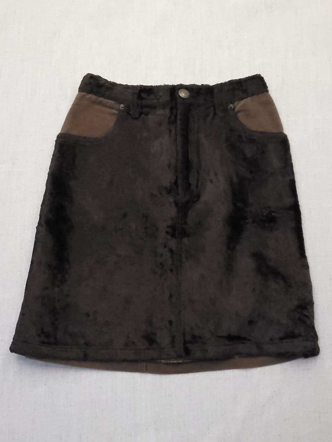 FENDU 브라운 스웨이드 미니스커트 상품이미지1