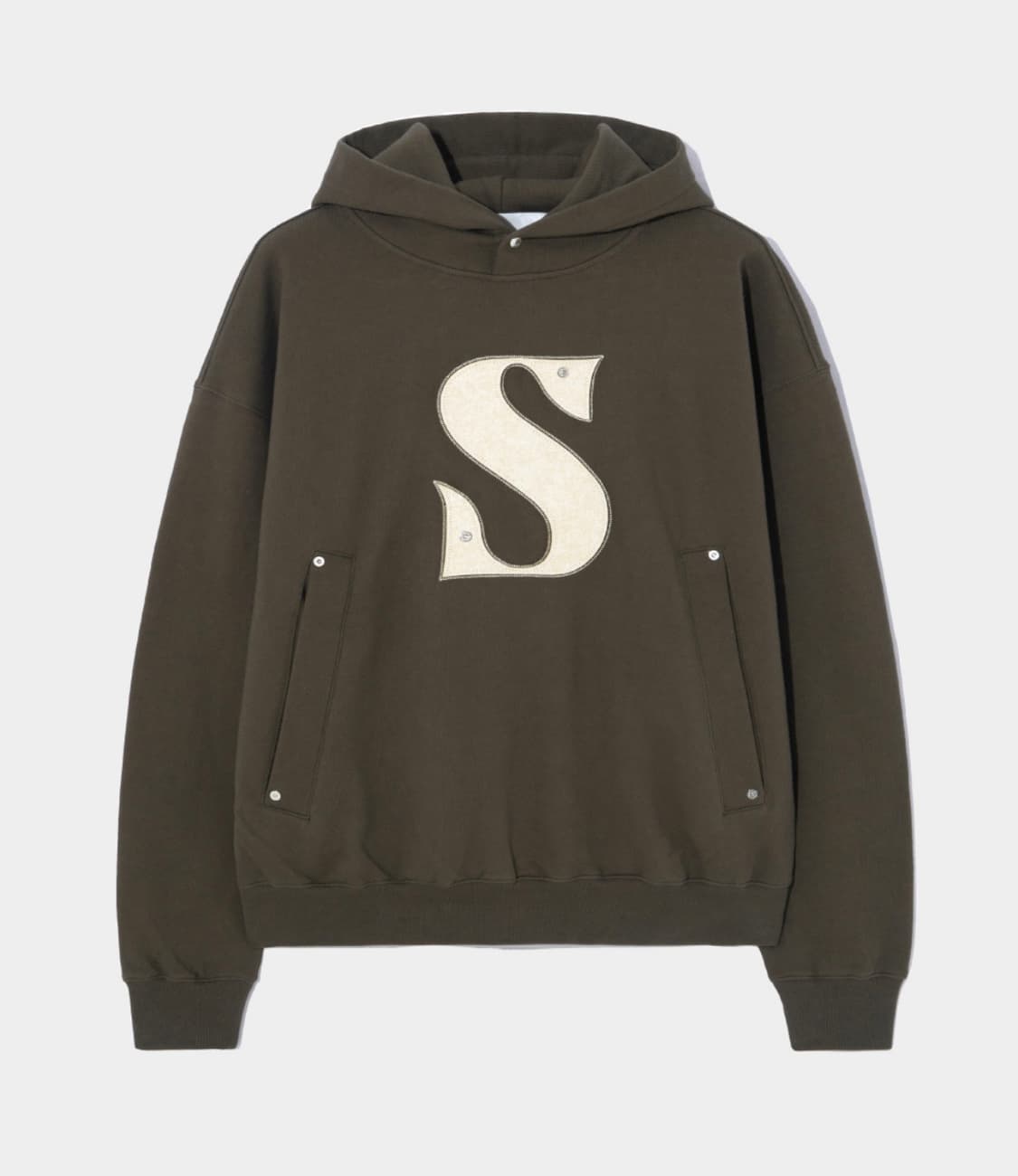 세터 리벳 아플리케 포켓 로고 후드 브라운슈가 후드티 M  상품이미지5