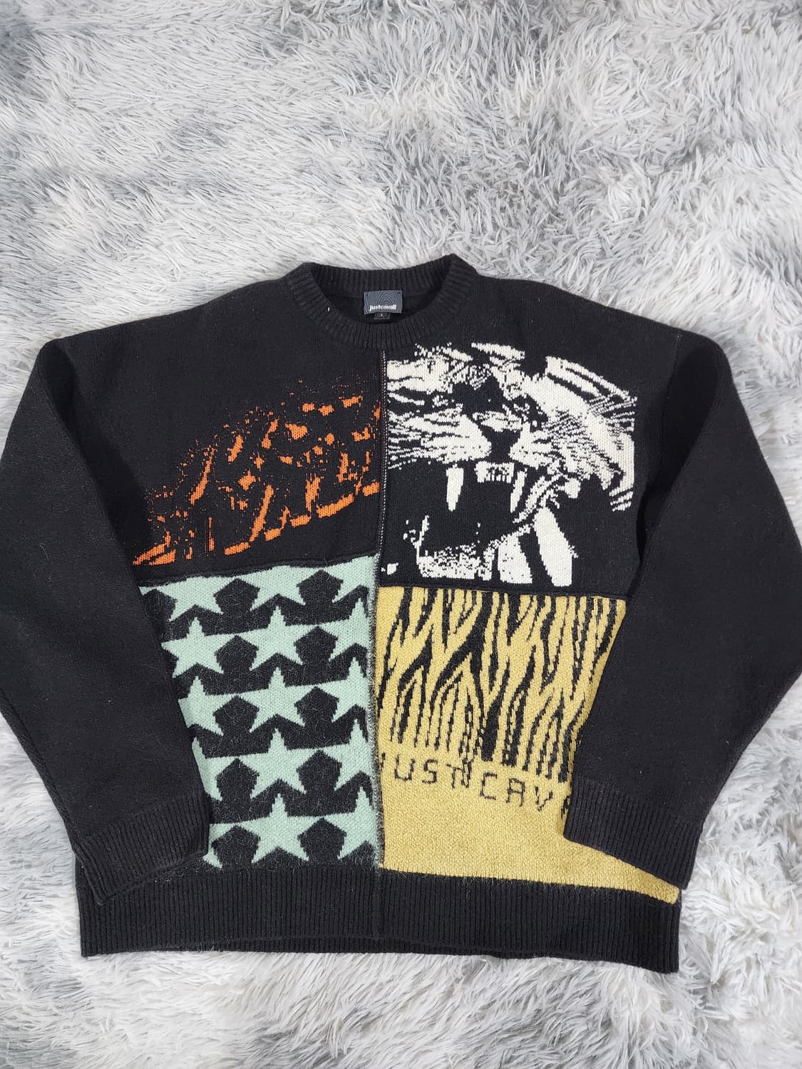 저스트 카발리 블랙 패턴 니트 상품이미지1