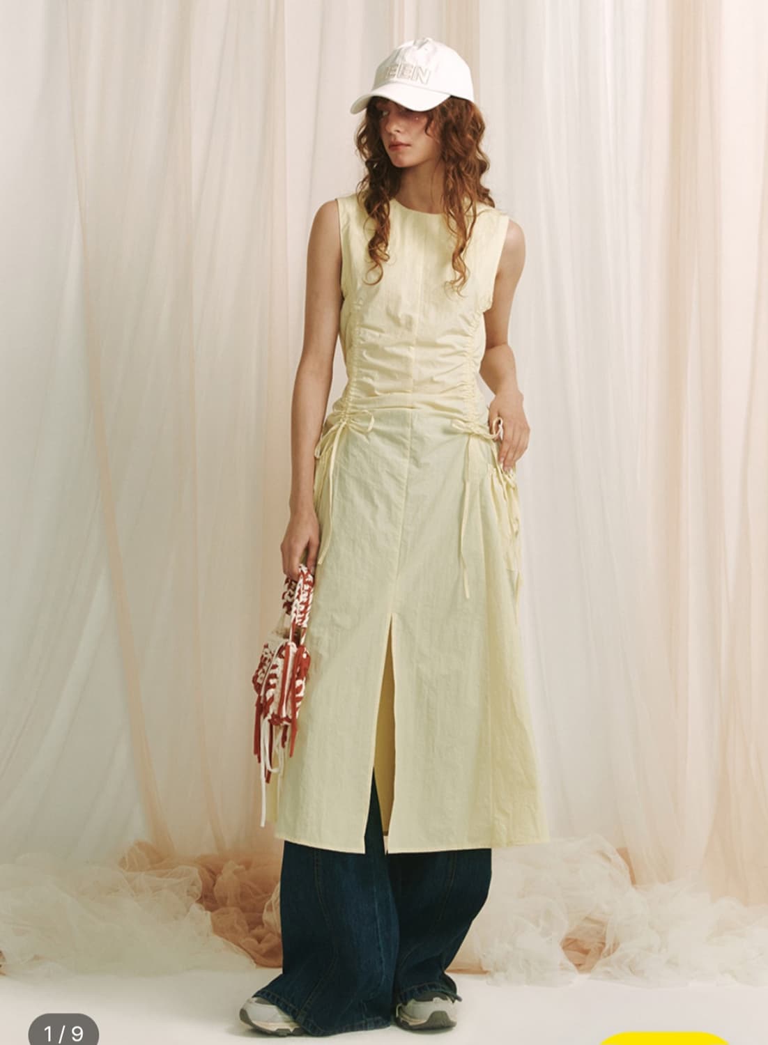 민더리 셔링 슬릿 리본 원피스  상품이미지2