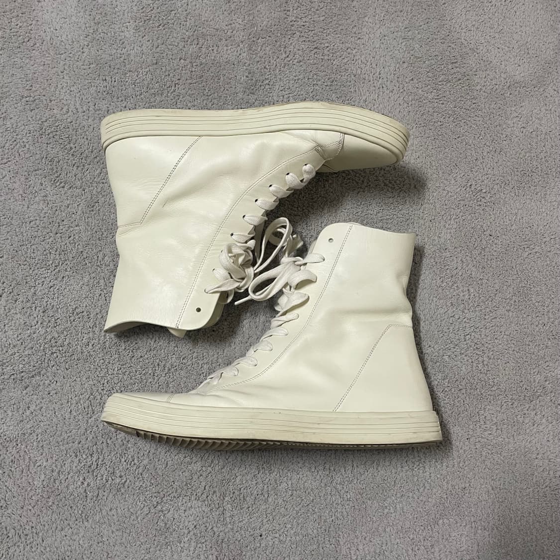 260) 릭오웬스 레더 밀크 화이트 하이탑 상품이미지2
