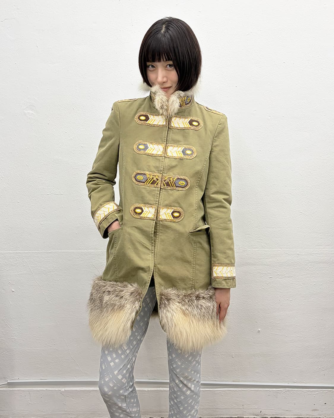 에르마노 설비노 퍼 트리밍 나폴레옹 코트 상품이미지1