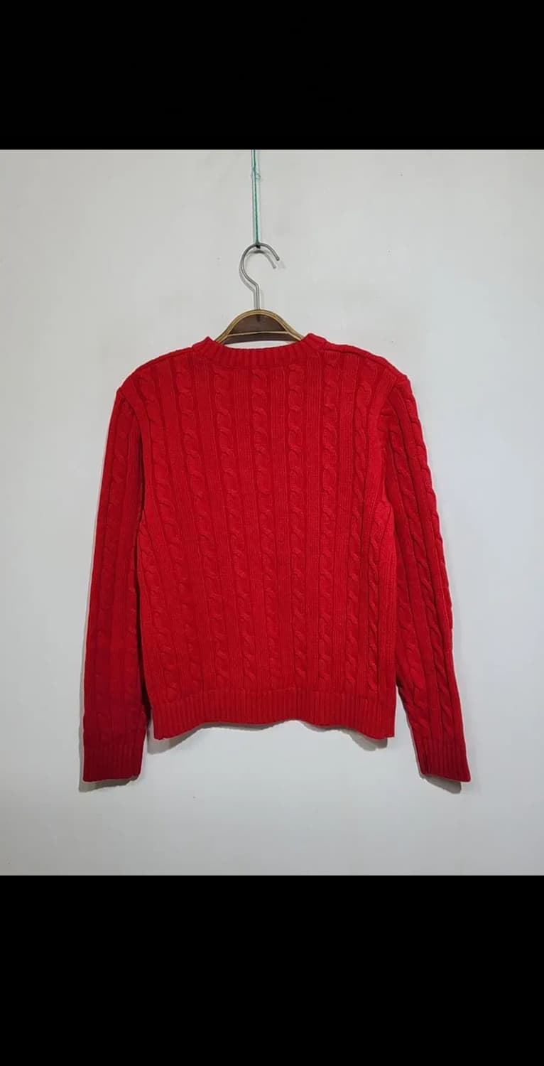 (M) 랄프로렌 폴로 케이블 니트 빨강 꽈배기 스웨터 라운드  상품이미지6