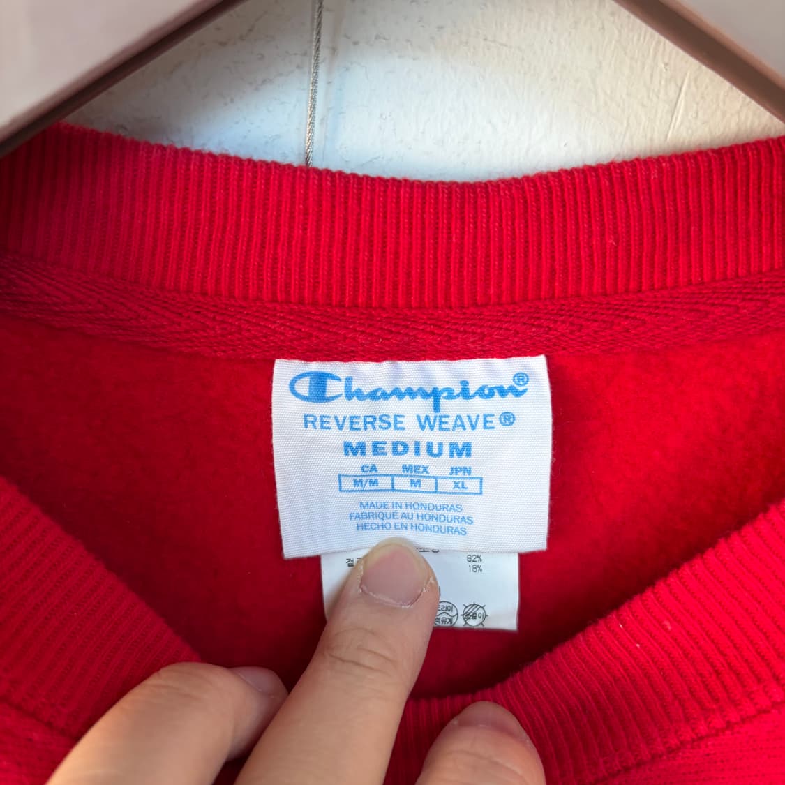 챔피온 빨간색 맨투맨 티셔츠 상품이미지3