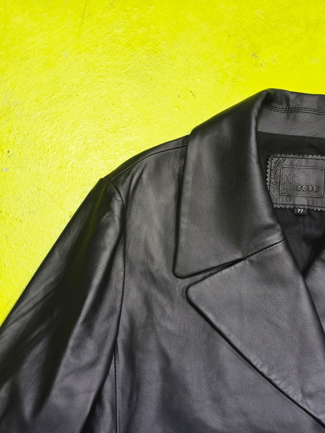 블랙 레더 더블 버튼 가죽 자켓 상품이미지6