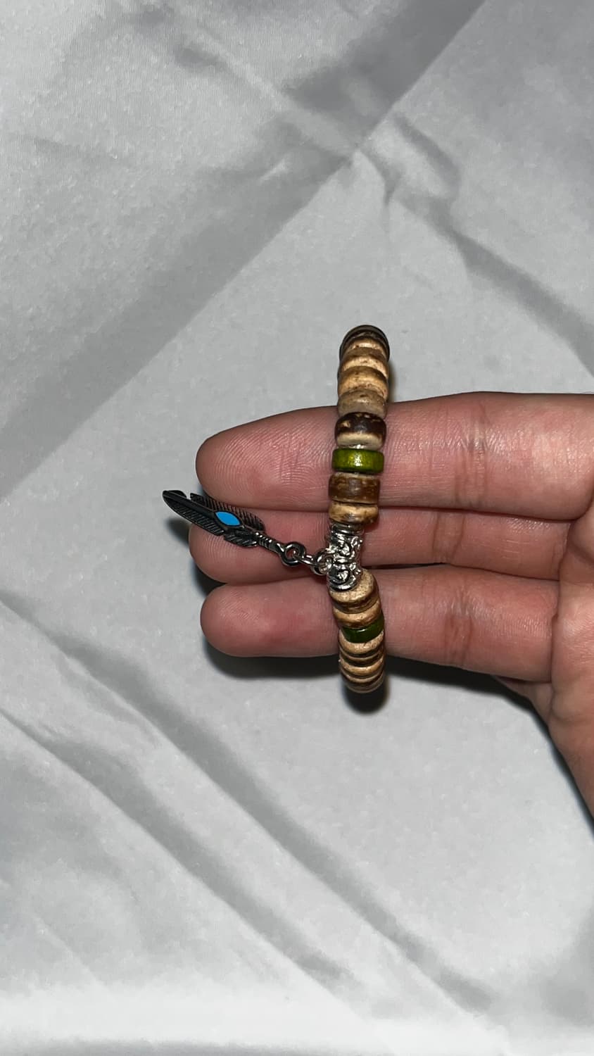 컬러풀 페더 우드 팔찌 상품이미지1