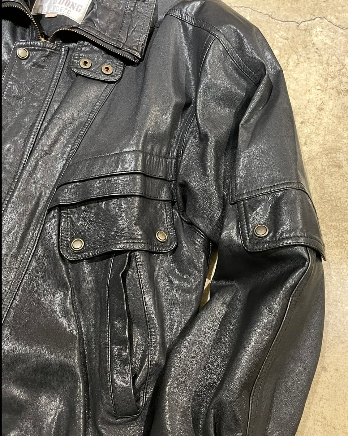 Jiudong 멀티 포켓 소가죽 레더 재킷(B5087) 상품이미지3