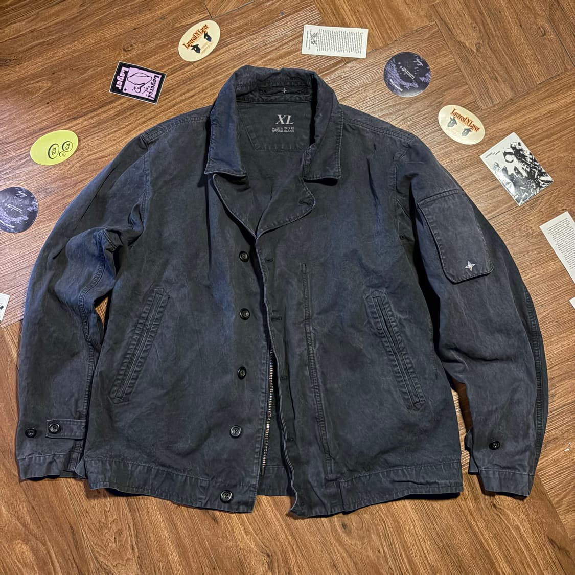 90s Stone island 람포 집업 가먼츠 다이드 트러커 자켓 상품이미지1