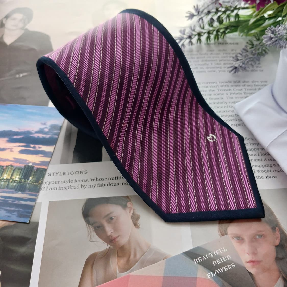 밀라숀 실크 퍼플 스트라이프 넥타이 9.5cm A+등급 A18780
 상품이미지2