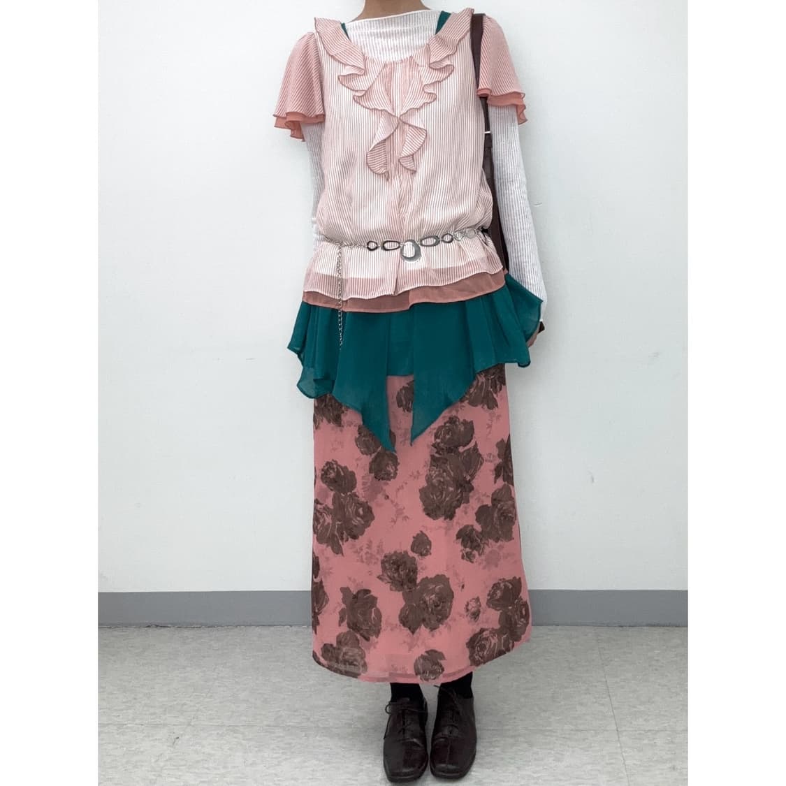 빈티지 핑크 플로럴 스커트 상품이미지1