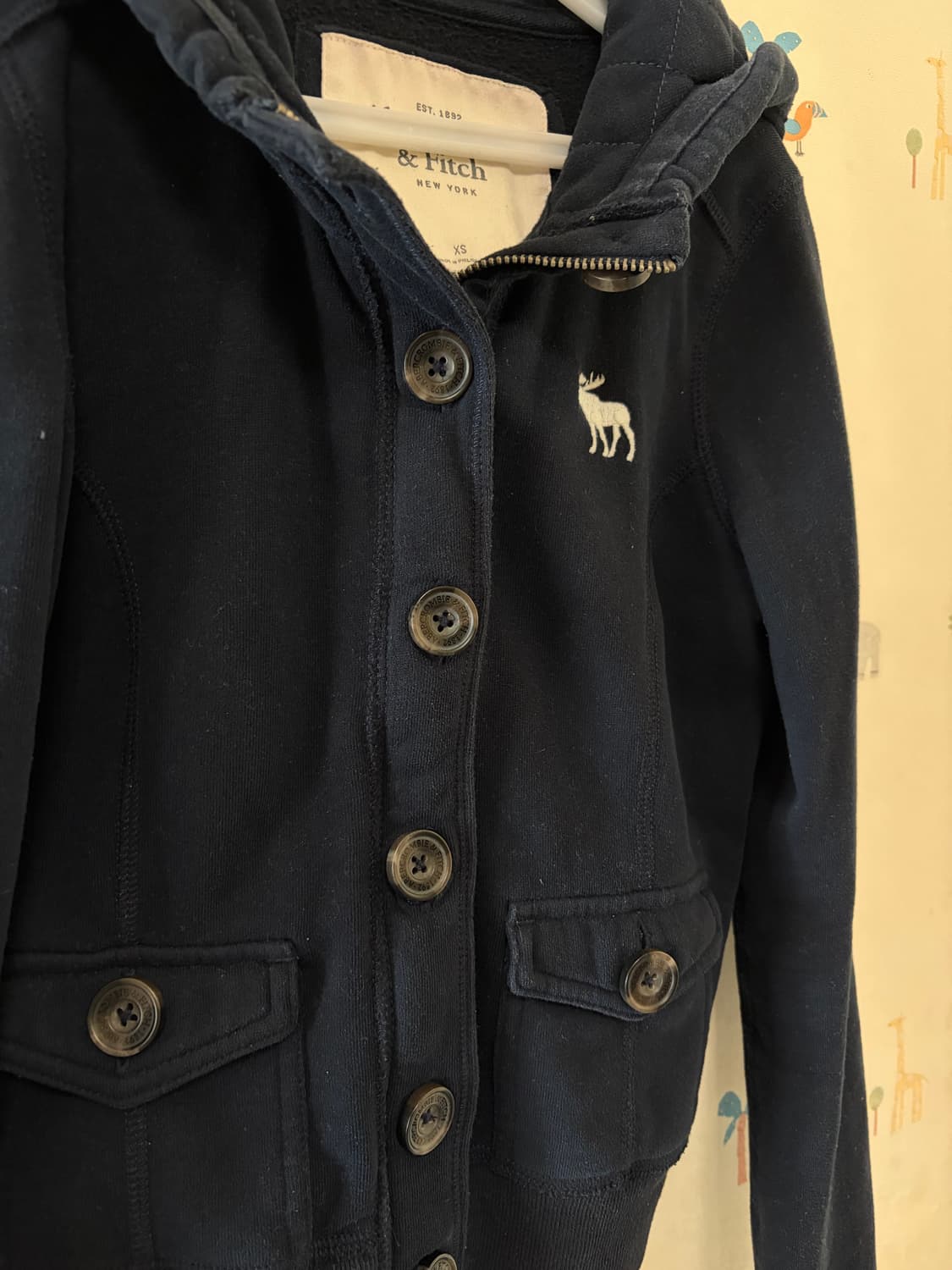 희귀매물 아베크롬비 단추 후드 집업 네이비 상품이미지2