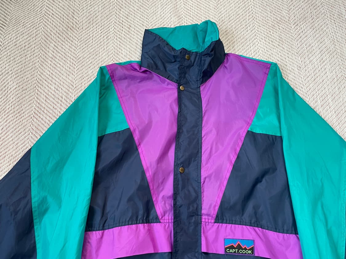 8~90s CAPT. COOK 트라이컬러 윈드브레이커 J03190 상품이미지4