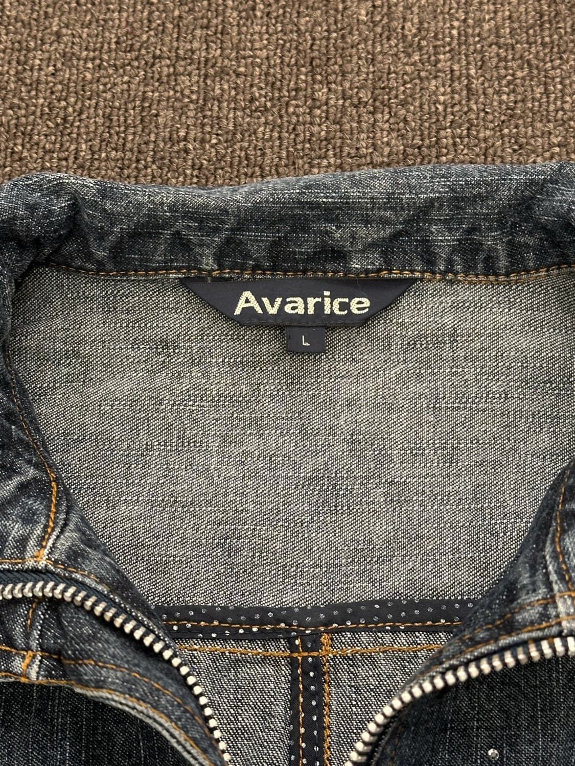 L)Avarice 빈티지 여성 비즈 디테일 데님 집업 자켓 상품이미지3