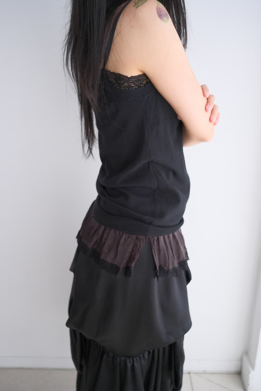 Lace slip layered knitted sleeveless loo 상품이미지2