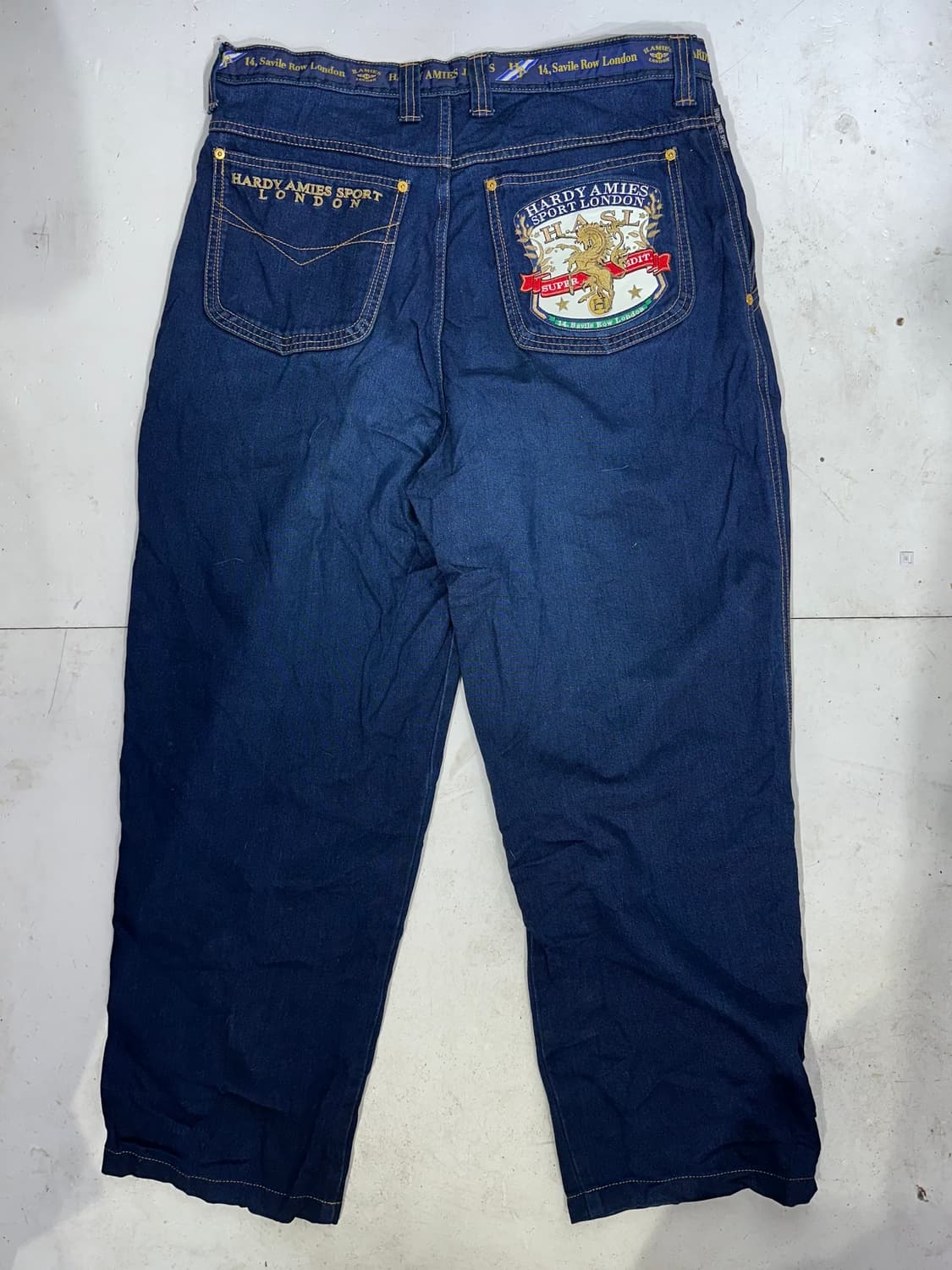 90s 일본 빈티지 진청 hardy 자수 와이드 힙합 데님 팬츠 청바지  상품이미지5