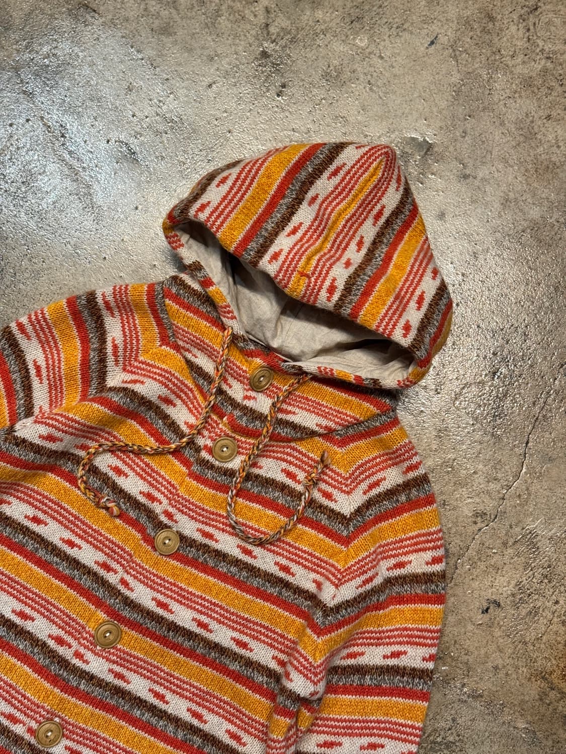 44-55 )CUBE SUGAR Multi-Stripe Knit Coat 상품이미지4