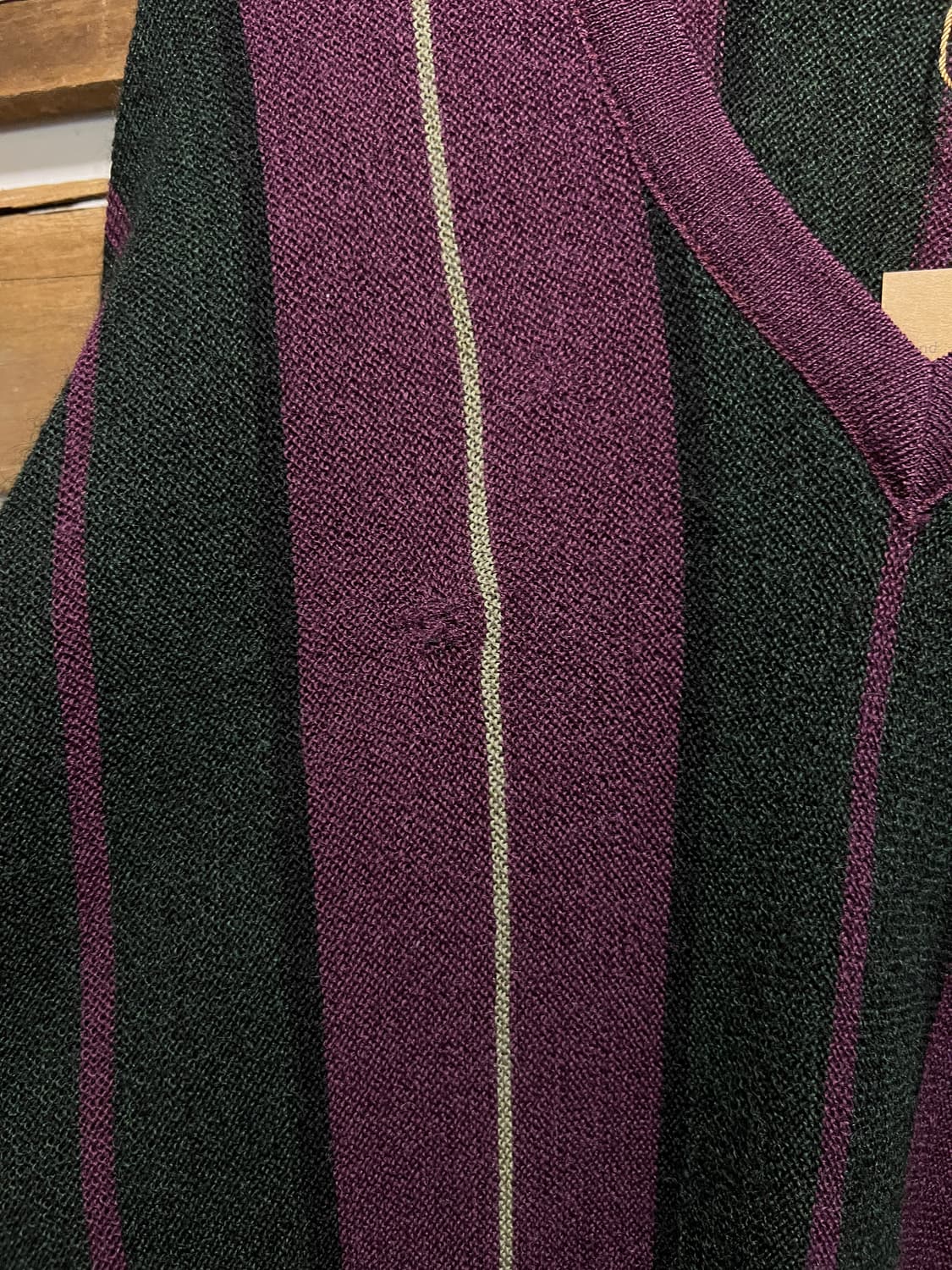 [L]90's 라코스테 빈티지 스트라이프 버건디 울 니트 상품이미지3