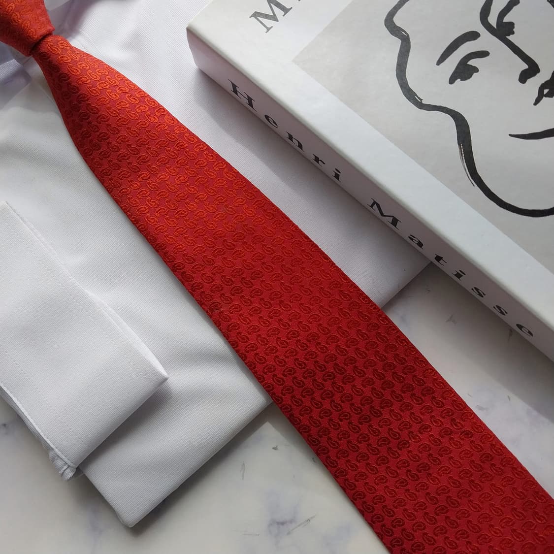 에트로 실크 레드 페이즐리 자수 넥타이 8.7cm A등급 K2570
 상품이미지5