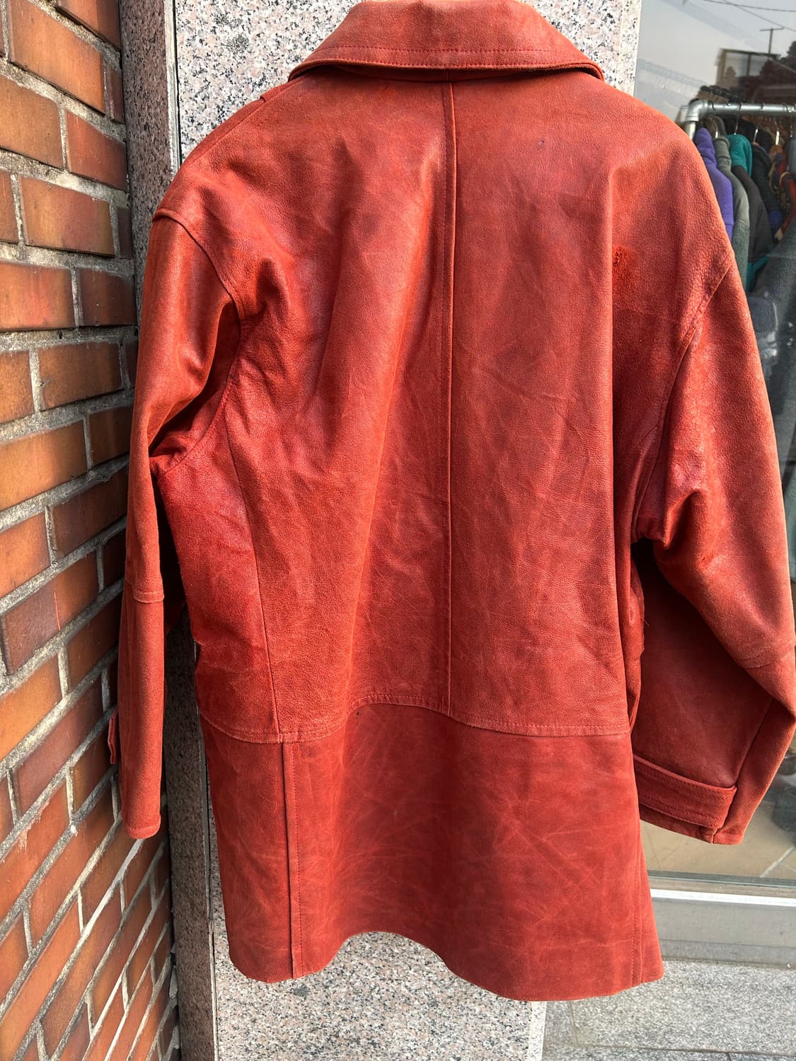 90’s 재팬 레더 더블카코트 상품이미지4