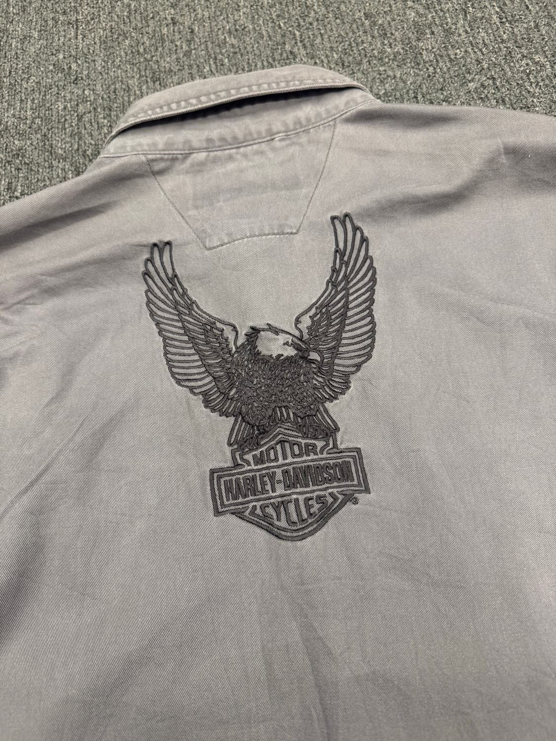 XL)할리데이비슨 빈티지 후면 독수리 자수 그레이 긴팔 셔츠 상품이미지6