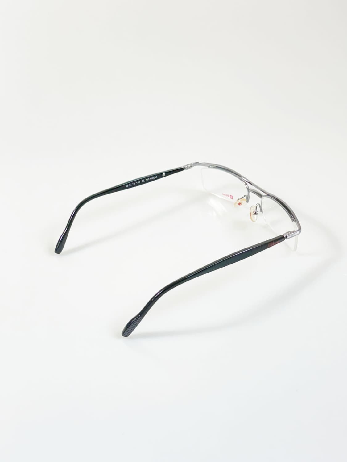 90s WILSON 실버 티타늄 반무테 스퀘어 빈티지 안경 상품이미지4