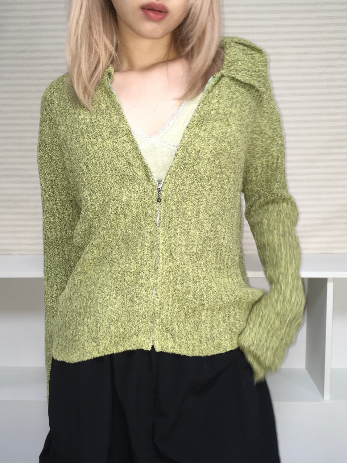 jpn vintage bokashi green knit zipup 상품이미지2