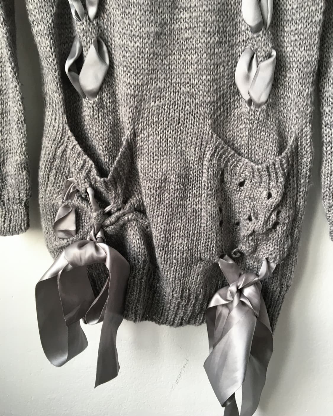 Lace up ribbon point knit onepiece 상품이미지5