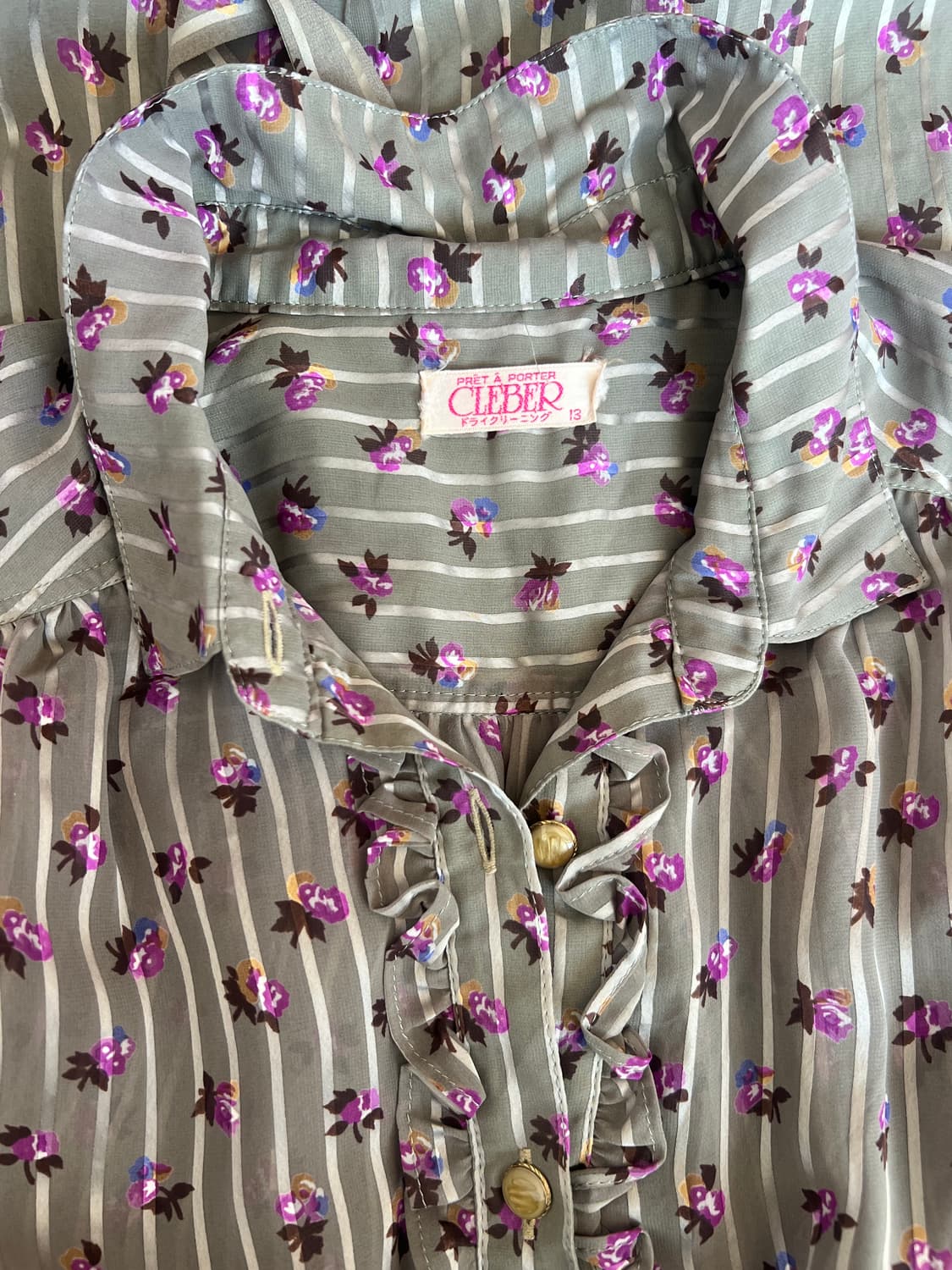 일본수입 CLEBER 여성 카키 플라워원피스 쉬폰원피스 상품이미지6