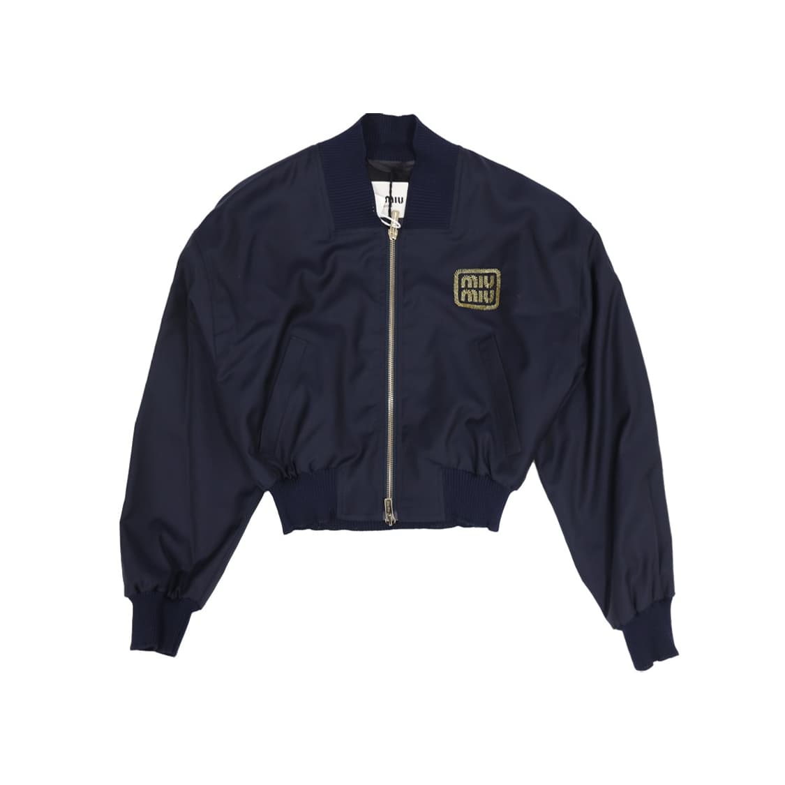 미우미우 ML936 크롭 바타비아 봄버 바시티 자켓 울 네이비 상품이미지5