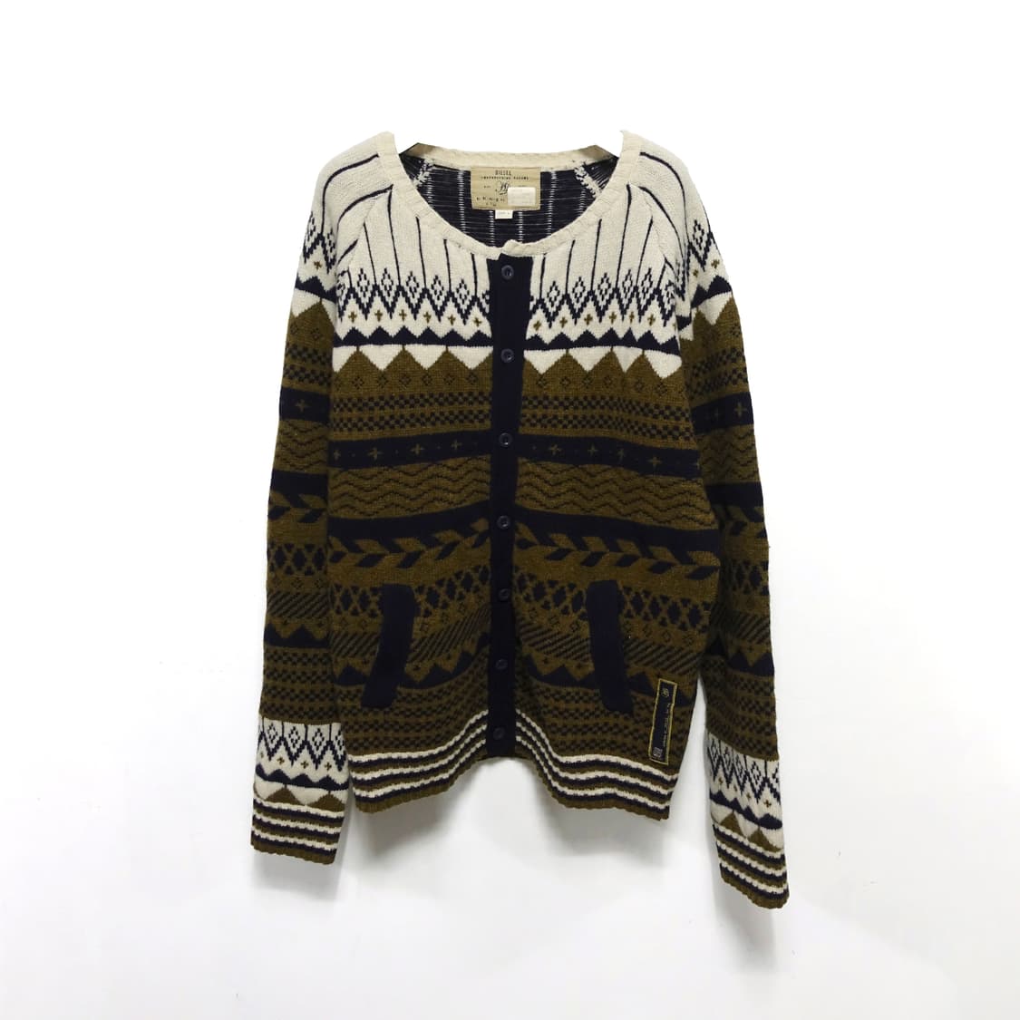 [L] DIESEL 디젤 노르딕 디자인 노카라 울 가디건 상품이미지1