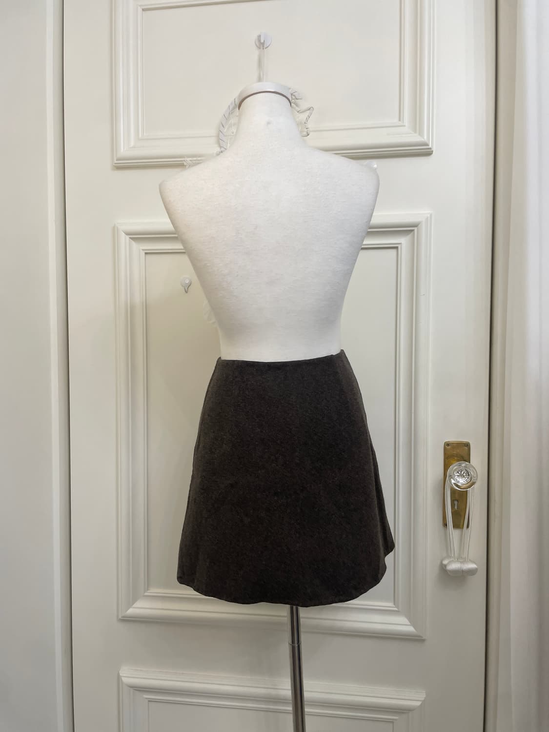 brown wool wrap mini skirt(size-F) 상품이미지3